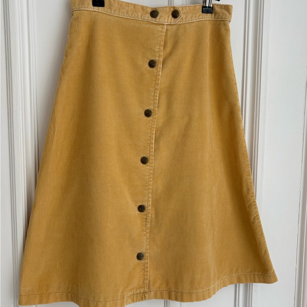 Vintage Kivy By Madewell Skirt Buttery Yellow Midi Snap Up Corduroy